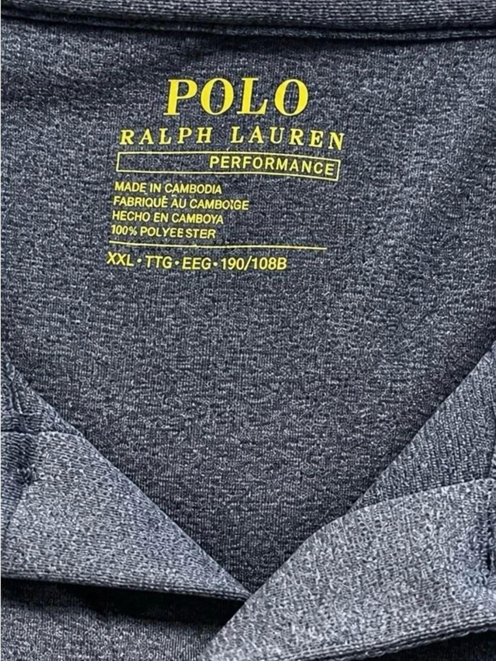 Polo Ralph Lauren Performance Men’s XXL Blue Gray Heather Short Sleeve Polo